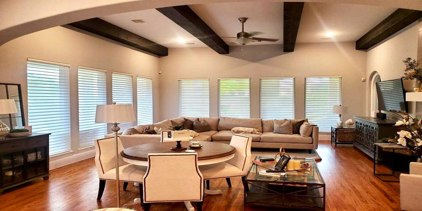 Hunter Douglas Nantucket Shades installed for a house in Houston, TX