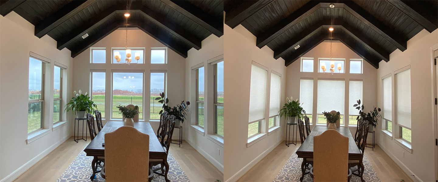 Hunter Douglas Designer Roller Shades installed for a house in Houston, TX